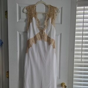 White dress with Gold lace detail Size Large